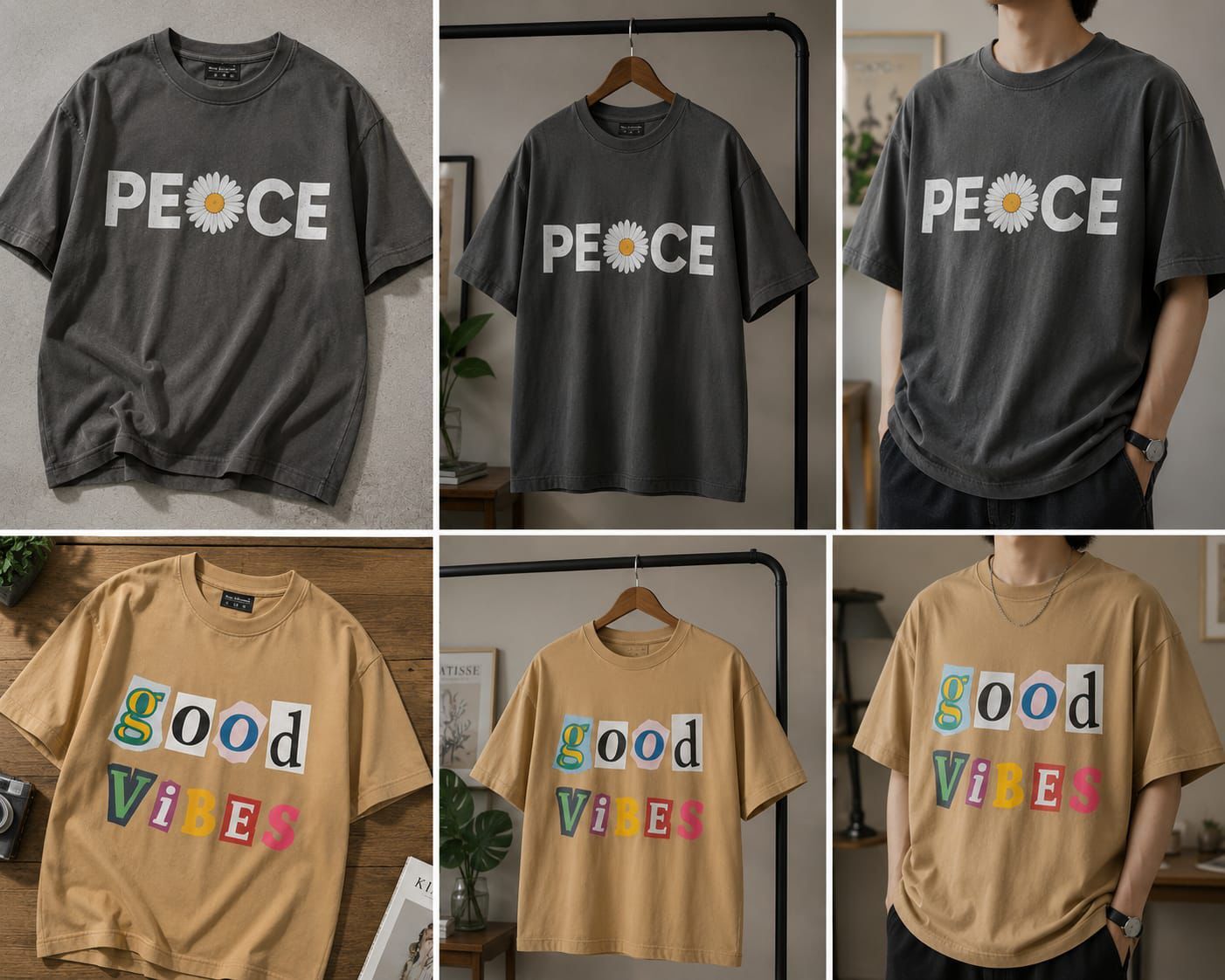 black-multi Peace T-Shirt - Image 4